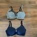 Victoria's Secret Intimates & Sleepwear | 2 Victoria’s Secret Lined Demi Bras 32d Navy Gray Striped | Color: Blue/Gray | Size: 32d