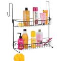 mDesign Shower Caddy – Shower Shelves with Hanging Shower Baskets, Hooks and Suction Cups – Over Door Shower Caddy for Shower Accessories – Matte Black