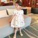 Uccdo Toddler Girls Casual Polka Dots Puff Dresses Kids Short Sleeve Ball Gown Pleated Dress 3-8T