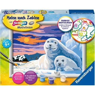 Malen nach Zahlen RAVENSBURGER "Niedliche Robben", bunt, Malvorlagen, KinderB:24cm H:18cm, Made in Europe, B:24cm H:18cm Image