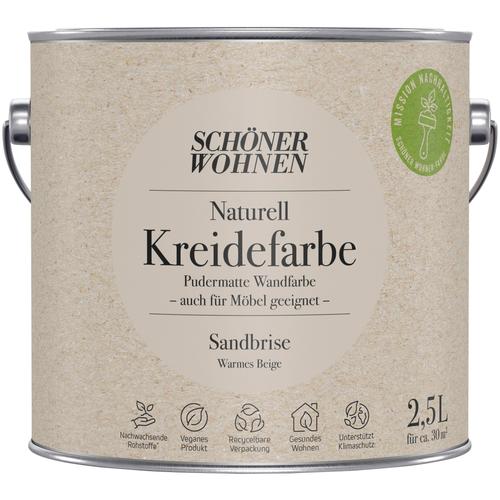 „SCHÖNER WOHNEN-FARBE Wand- und Deckenfarbe „“Naturell Kreidefarbe““ Farben 2,5 Liter, pudermatt, auch für Möbel geeignet, German Brand Award 2023 Gr. 2,5 l 2500 ml, beige (sandbrise) Wandfarbe bunt“