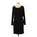 MICHAEL Michael Kors Casual Dress - Shift Scoop Neck Long sleeves: Black Solid Dresses - Women's Size X-Small