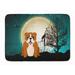 The Holiday Aisle® Divena Halloween English Bulldog Bath Mat Memory Foam in Black/Brown/Green | 27 H x 19 W x 1 D in | Wayfair