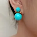 Y.YING-Boucles d'Oreilles Perle Coquillage Bleu Turquoise 8.5mm-14mm