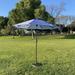 9 Feet Blue/White Strip Patic Umbrella with Tilt and Crank