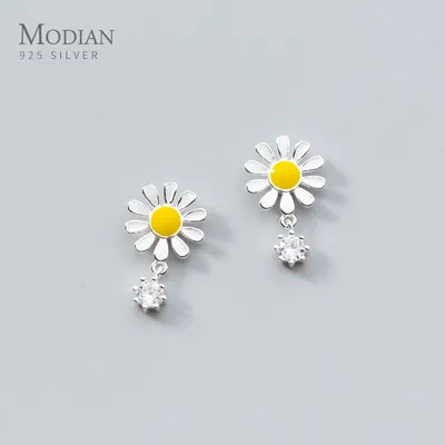Modian – boucles d'oreilles à clous pour femmes bijoux en argent Sterling 925 émail marguerite