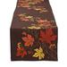 Embroidered Beaded Leaves Fall Harvest Table Runner - 70" - Brown