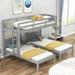 3-in-1 Solid Wood Bunk Bed with Built-in Middle Drawer, Twin Size