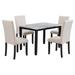 Faux Marble 5-Piece Dining Set Table with 4 Cushion Dining Chairs