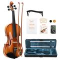 Kmowoo Glarry GV402 4/4 Acoustic Violin Kit Natural Varnish w/Square Case 2 Bows 3 In 1 Digital Metronome Tuner Tone Generatorï¼ŒExtra Strings and Bridge