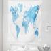 Map Tapestry Blue Watercolor Style World Map Pastel Colored Display of Continents Fabric Wall Hanging Decor for Bedroom Living Room Dorm 5 Sizes Pale Blue White by Ambesonne