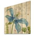 Designart Ferns With Blue Columbine Wild Flower Cabin & Lodge Print on Natural Pine Wood