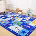 Lochas Kids Carpet Play Mat Educational Learning Rugs for Playing Children Area Rugs for Bedroom Playroom Nursery Blue 4x6 Feet