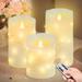 Flickering Flameless Candles 3PCS with Remote Timer Battery Operated Candles with Fairy String Light Fake Led Pillar Candles Fall (Light String)