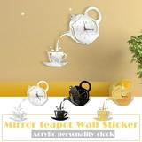 WNG Acrylic DIY Personalized Clock Living Room Mute Mirror Teapot Wall Stickers Decorative Wall Clock