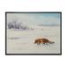 Designart Red Fox Running In White Snow in Countryside I Farmhouse Framed Canvas Wall Art Print