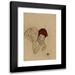 Egon Schiele 17x24 Black Modern Framed Museum Art Print Titled - Couple Female Act (Crouching Female Nude) (1917)