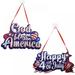 2 Pieces Patriotic Sign 4th of July Hanging Sign Patriotic Wooden Hanging Sign Independence Day Plaque Door Wall Hanging Decorations Party God Bless America and Happy 4th of July