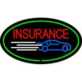 Red Insurance Oval Green LED Neon Sign 13 x 24 - inches Black Square Cut Acrylic Backing with Dimmer - Bright and Premium built indoor LED Neon Sign for Defence Force.