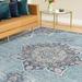 Traditional 9x12 Area Rug (8 10 x 12 2 ) Medallion Navy Aqua Living Room Easy to Clean