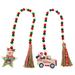 2 Pieces Christmas Wooden Beads Garland with Tassels Farmhouse Tray Decor Christmas Bead Garland Rustic Wood Bead Garland Boho Style Wood Beads for Holiday Decor