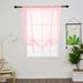 Yipa Adjustable Window Treatment Tie Up Roman Shades Window Curtains Rod Pocket Window Drapes Slot Top Curtain Panel Sheer Kitchen Valance Voile Cafe Scarf Pink 23.6 Width x55 Length 1-Panel