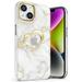 Vena vLove Marble Case Compatible with Apple iPhone 14/13 (6.1 -inch) Heart Shape Design (MagSafe Compatible) Dual Layer Slim Hybrid Clear Bumper Case Cover - White/Gold Accent