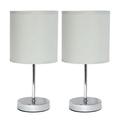Chrome Mini Basic Table Lamp with Fabric Shade Slate Gray - Pack of 2