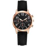 STEADY Luminous Pointer Watch Leather Wristband Women s Watch Quartz Watch Black