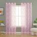 Goory 1pc Eyelet Ring Top Voile Window Curtain Grommet Tulle Window Drape Floral Sheer Curtain Valance For Living Room Bedroom Pink W:55 x L:57
