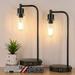 2-Pack Industrial Touch Control Table Lamp 3 Way Dimmable 2 USB Charging Ports Bedside Nightstand Reading Lamp with Clear Glass Shade 6W 2700K LED Bulb for Bedroom Living Room