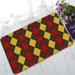 ABPHQTO Brown Red Yellow Argyle Doormat Entrance Rug Area Rug Floor Mat Home Decor 23.5x16.7 Inch