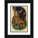 Franz Marc 13x18 Black Ornate Wood Framed Double Matted Museum Art Print Titled - Red Horse and Yellow Cattle (Black-Brown Horse and Yellow Cattle) (1913)