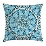 Moroccan Throw Pillow Cushion Cover Moroccan Architecture Consists of Geometrically Patterned Mosaic and Stars Eastern Decorative Square Accent Pillow Case 24 X 24 Turquoise by Ambesonne
