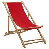 vidaXL Deck Chair Patio Sling Chair for Balcony Deck Porch Bamboo and Canvas