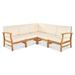 Noble House Perla 5-Piece Wood Outdoor Chat Set with Cream Cushions in Teak