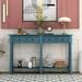 Kepooman Solid Wood Rectangular Console Table with Storage Drawers and Long Shelf for Entryway 58 L x 11 W x 34 H Antique Navy