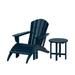 WestinTrends Dylan Patio Lounge Chairs 3 Pieces Seashell Adirondack Chair with Ottoman and Side Table All Weather Poly Lumber Outdoor Patio Chairs Furniture Set Navy Blue