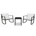 GoDecor 3pcs Iron Rocking Chair Set Wicker Patio with Glass Coffee Table