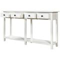 Hassch Rustic Brushed Texture Entryway Table Console Table With Drawer And Bottom Shelf For Living Roomï¼ˆIvory Whiteï¼‰