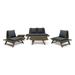 Ledger Outdoor Acacia Wood 4 Seater Chat Set with Side Table and Coffee Table Gray and Dark Gray