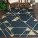 Well Woven Prosa Blue & Beige Indoor/Outdoor Flat Weave Pile Geometric Triangles Pattern Area Rug 5x7 (5 3 x 7 3 )