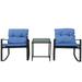 Sophron 3-Piece Bistro Patio Weather Resistance Furniture Set -Two Chairs With Durable Glass Table - Dark Blue