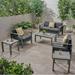 Miller Coral Outdoor 4 Seater Aluminum Chat Set with 2 Side Table Gray and Dark Gray