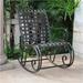 Pemberly Row Iron Scroll High-Back Patio Rocking Chair