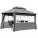 Gazebos Canopy Tent 10 x13 Outdoor Gazebo Waterproof Canopies with 2 Sidewalls Translucent Windows for Outdoor Patio Backyard Party Events Grey
