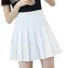 Mrat Skirt Casual Pleated Midi Skirts Ladies Fashion High Waist Pleated Mini Skirt Slim Waist Casual Tennis Skirt Pleated Flared Midi Skirt