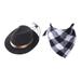Pet Cowboy Costume Hat and Bandana Scarf Clothing for Daily wearing Black