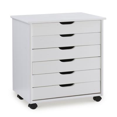 Cary Six Drawer Wide Roll Cart White Wash by Linon...