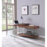 Wade Logan® Annalis L-Shaped Desk Wood/Glass in Brown | 29.92 H x 53.15 W x 19.69 D in | Wayfair 4015F4BB35534ED0B13B16BCB4C12912